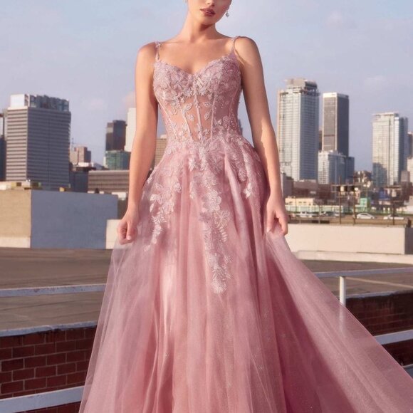 Formal Dress. Prom Dress. Mauve pink floral mother of the bride bridesmaid gown - Picture 1 of 7